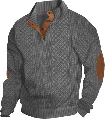 Mens Sweatshirt Flag Graphic Pullover Long Sleeve Stand Collar Button Down Sweatshirts for Men Fall Casual Tops in Saudi Arabia