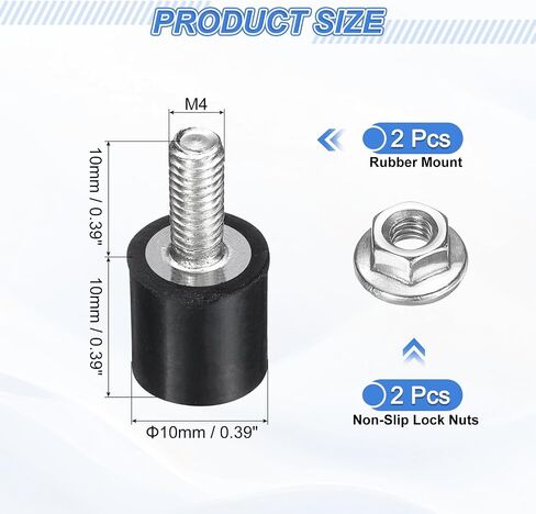 UXCELL 2PCS M4 THEWST RUBBER MUTS ، عزل الاهتزاز ، امتصاص الصدمات الأسطواني مع ترصيع 15 × 10 مم مع صواميل غير قابلة للانزلاق in Saudi Arabia