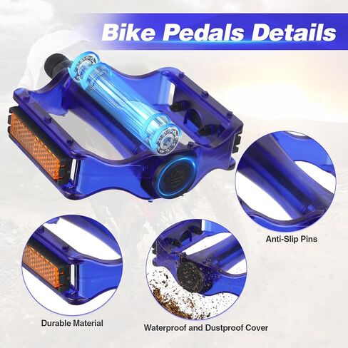 MEGHNA Bike Pedal 9/16 inch Non - Slip Pedal Wear - Resisting with Reflective Stripe Pedals for Mountain Bike Kids Bike Beach Cruiser Bike Folding Bike in Saudi Arabia