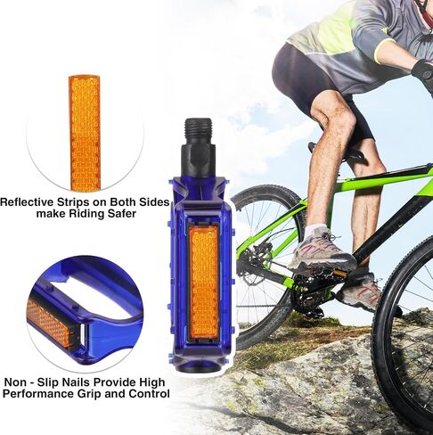 MEGHNA Bike Pedal 9/16 inch Non - Slip Pedal Wear - Resisting with Reflective Stripe Pedals for Mountain Bike Kids Bike Beach Cruiser Bike Folding Bike in Saudi Arabia