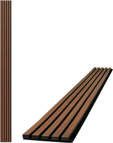Wood Slat Wall Panels, 2 Pack Acoustic Panels 46.46" × 23.82", 3D Fluted Sound Absorbing Wall Panel for Home & Office Decor, Noise Reducing Interior Wall Treatment (Ebony) in Kuwait