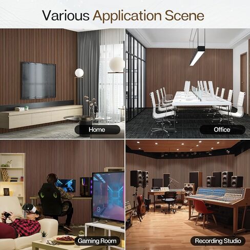 Wood Slat Wall Panels, 2 Pack Acoustic Panels 46.46" × 23.82", 3D Fluted Sound Absorbing Wall Panel for Home & Office Decor, Noise Reducing Interior Wall Treatment (Ebony) in Kuwait