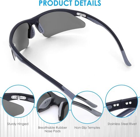 نظارات شمسية رياضية مستقطبة للرجال والنساء-UV400 ، مضاد للوهج ، إطار خفيف الوزن ، مفصلات معدنية-للركض ، القيادة in Saudi Arabia