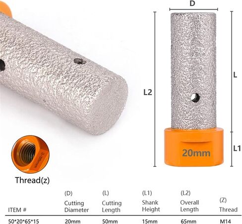 M14 Thread Diamond Finger Bits Enlarge Grinding Holes Dia 6/10/12/15/20/25/30mm Tile Stone Countertop Diamond Milling Bits 1Pcs (Color : 50x10x75x25) in Saudi Arabia