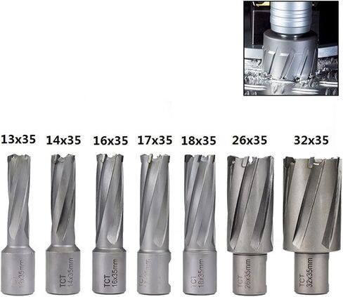 Annular Weldon Shank Magnetic Hollow Drill Bit for Metal Carbide Hole Saw Cutter Drill 1Pcs (Color : 12x35mm) in Saudi Arabia