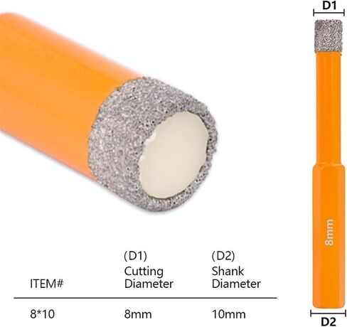 Diamond Brazed Drill Bit 5/6/8/10/12/16/18mm Hole Saw Cutter for Glass Marble Granite Brick Tile Ceramic Porcelain Concrete 1Pcs (Color : 8x10mm) in Saudi Arabia