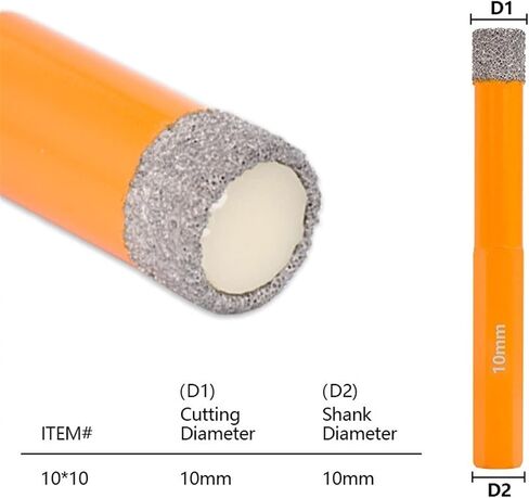 Diamond Brazed Drill Bit 5/6/8/10/12/16/18mm Hole Saw Cutter for Glass Marble Granite Brick Tile Ceramic Porcelain Concrete 1Pcs (Color : 8x10mm) in Saudi Arabia