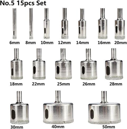 الحفر المغطى بالماس بتات 3-60 مم للبلاط الرخامي الزجاجي الثقب السيراميك منشار الحفر الماسي بت 1pcs (اللون: رقم 3 10pcs) in Kuwait