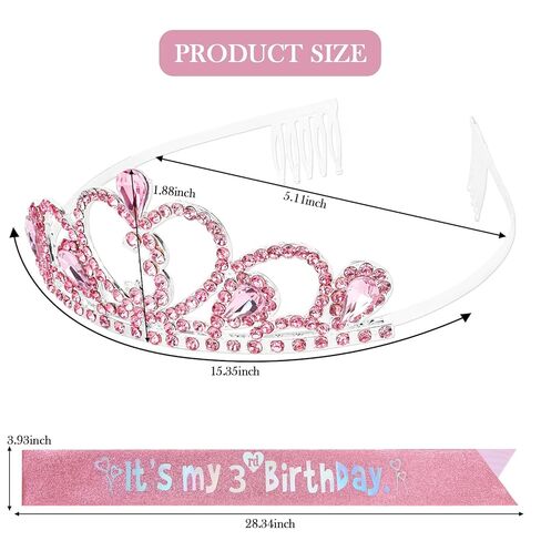 CIEHER 7th Birthday Decorations for Girls - 7th Birthday Crown and Sash with Pearl Pin Set - Pink in Kuwait