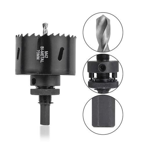 Core Drill Bit 35 40 53 60 70mm ثنائي الفتحة ثنائية المعدنية المنشار كربيد ثقب المظهر لأداة حفر ثقب المعادن الخشبية 1pcs (اللون: 70 ملم) in Kuwait