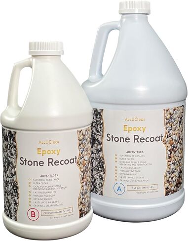 Decu Accuclear Epoxy Stone Bond ReCoat 1 1/2 Gallon Epoxy kit for Pebble Stone Floors, Indoor and Outdoor Coating and Repairs – Quick-Dry Ultra-Clear and A Professional High Gloss Finished Coating in Saudi Arabia
