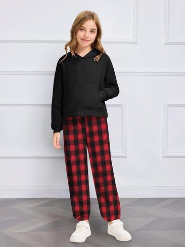 AMAWMW Girls 2 Piece Outfits Long Sleeve Crop Tops Hoodies Sweatshirt and Sweatpants Fashion Clothing Sets Kids Sweatsuit in Kuwait