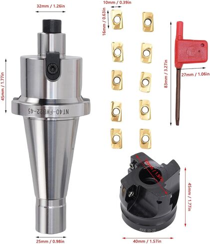مجموعة مطحنة نهاية الوجه Jiawu ، ملحق الصلب عالي السرعة امتداد NT40-FMB22 DE الفهرس و CNC الطاحونة الوجه مع 10pcs APMT1604 شفرات كربيد in Saudi Arabia
