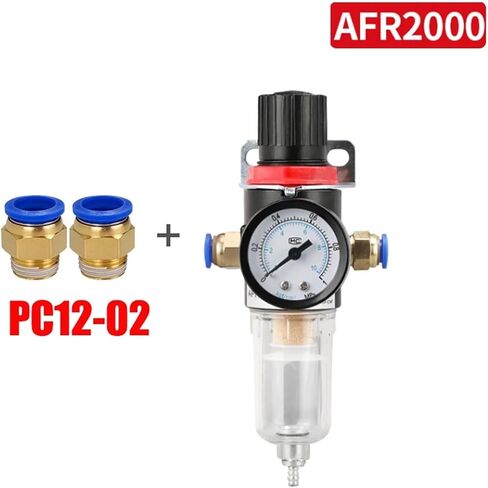 Pneumatic Air Treatment Filter AFR2000 Adjustable Pressure Gauge 1/4" Pressure-Relief 4mm 6mm 8mm 10mm 12mm Fittings(AFR2000-8mm) in Saudi Arabia