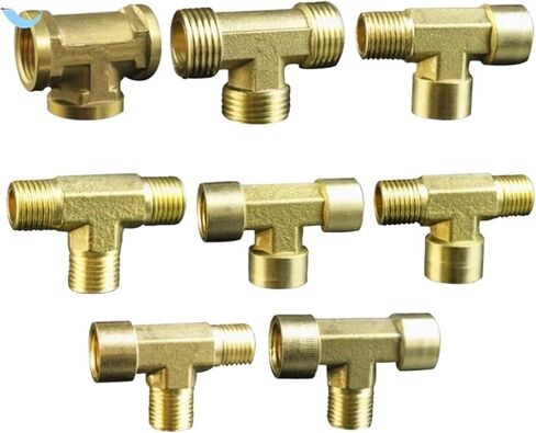 Pneumatic Plumbing Brass Pipe Fitting Male/Female Thread 1/8" 1/4" 1/2" Tee Type Copper Fittings 1Pcs(Female-F-M,1/8") in Saudi Arabia