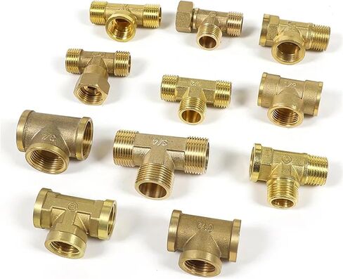Pneumatic Plumbing Brass Pipe Fitting Male/Female Thread 1/8" 1/4" 1/2" Tee Type Copper Fittings 1Pcs(Female-F-M,1/8") in Saudi Arabia