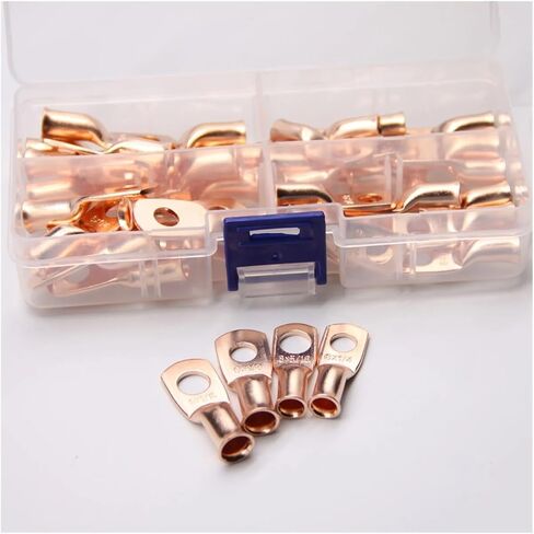 40pcs 6 * 8awg حلقة النحاس بطارية تجعيد الطرف 5/16 "1/4" كبل العروة الكابل مغلق موصل الأسلاك العارية in Saudi Arabia