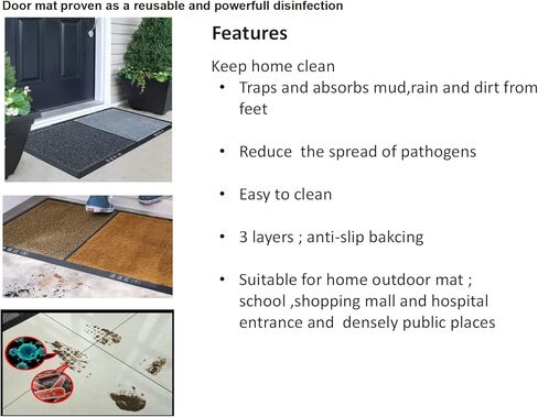 2 in 1 Disinfecting Sanitizing Floor Entrance Mat， Disinfection Doormat Entry Rug Shoe sanitizer, Shoe Tray for entryway Indoor Outdoor Rugs, Welcome Mat in Kuwait