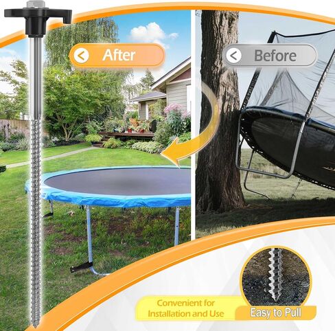 Trampoline Stakes Havey Duty: 10 Inch 8 Pack Trampoline Anchor Kit with Straps, Screw In Ground Anchors High Wind Tent Metal Stakes for Swing Set, Camping Tent, Canopies, Carports, Sheds in Saudi Arabia