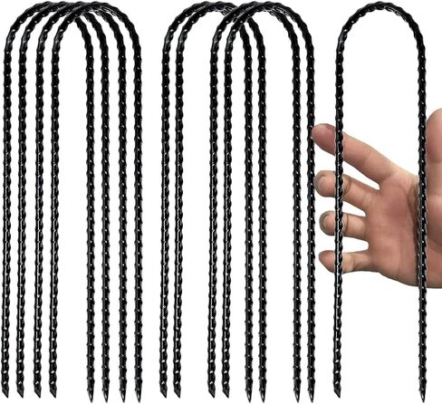 12" Trampoline Stake Anchors high Wind u Stakes for Ground Anchors Heavy Duty Stakes Trampoline Anchor Accessories (Black-4PCS) in Kuwait