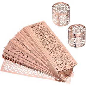 uxcell 100Pcs Napkin Rings Laser Cut Foil Paper, Napkin Holder Hollow Napkin Bands for Weddings Party Serviette Table Decoration Restaurant (Reflective Silver Tone, 5.3 x 1.6) in Kuwait