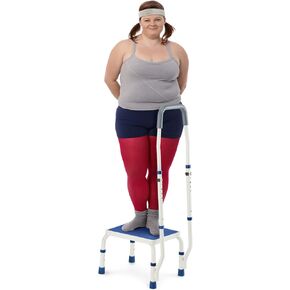 براز Greenchief Medical Stool مع مقبض للبالغين ، براز القدم المعدنية مع الدرابزين للسرير والمطبخ والشاحنة والحمام (دعم 500 رطل 500 رطل) in Kuwait