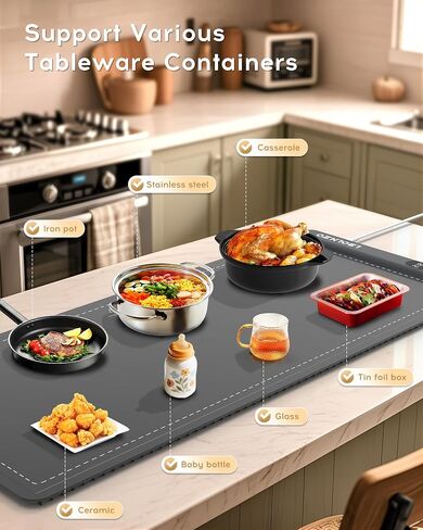 Warming Mat For Food Extra Large 36"x16" 580W Food Warmer Chafing Dishes for Buffet,Food Warming Mat,Food Warmers for Parties Buffet,Portable Heating Pad 6 Level Temp 6 Hour Timer in Saudi Arabia
