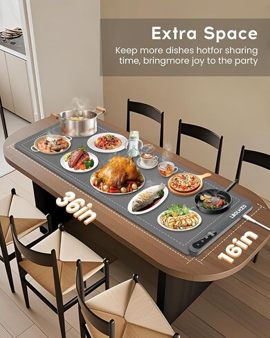 Warming Mat For Food Extra Large 36"x16" 580W Food Warmer Chafing Dishes for Buffet,Food Warming Mat,Food Warmers for Parties Buffet,Portable Heating Pad 6 Level Temp 6 Hour Timer in Saudi Arabia