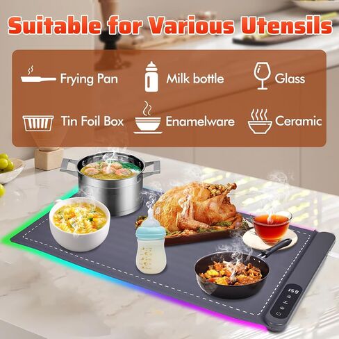 Warming Mat For Food Extra Large 36"x16" 580W Food Warmer Chafing Dishes for Buffet,Food Warming Mat,Food Warmers for Parties Buffet,Portable Heating Pad 6 Level Temp 6 Hour Timer in Saudi Arabia