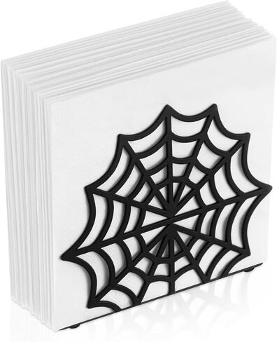 Cobweb Gothic Napkin Holder Metal Halloween Decor for Kitchen Table Paper Towel Holder Vertical Tabletop Tissue Dispenser for Halloween Bar Picnic Party Dining Goth Accessories, Black in Kuwait