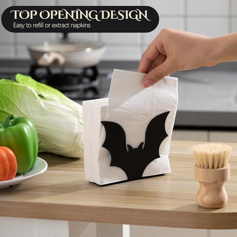 Cobweb Gothic Napkin Holder Metal Halloween Decor for Kitchen Table Paper Towel Holder Vertical Tabletop Tissue Dispenser for Halloween Bar Picnic Party Dining Goth Accessories, Black in Kuwait