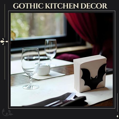 Cobweb Gothic Napkin Holder Metal Halloween Decor for Kitchen Table Paper Towel Holder Vertical Tabletop Tissue Dispenser for Halloween Bar Picnic Party Dining Goth Accessories, Black in Kuwait