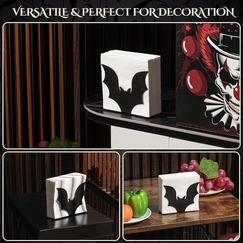 Cobweb Gothic Napkin Holder Metal Halloween Decor for Kitchen Table Paper Towel Holder Vertical Tabletop Tissue Dispenser for Halloween Bar Picnic Party Dining Goth Accessories, Black in Kuwait