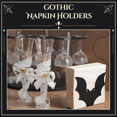 Cobweb Gothic Napkin Holder Metal Halloween Decor for Kitchen Table Paper Towel Holder Vertical Tabletop Tissue Dispenser for Halloween Bar Picnic Party Dining Goth Accessories, Black in Kuwait