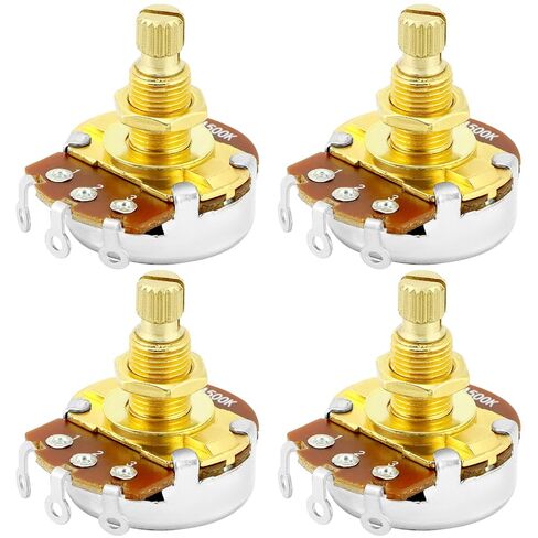 QWORK Pro Brass Shaft, Set of 4 Full Metric Size A500K Guitar Pots Audio Taper Potentiometers in Saudi Arabia