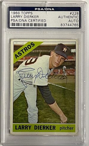 Larry Dierker Autographed 1966 Topps Card #228 (PSA) - Baseball Slabbed Autographed Cards in Saudi Arabia