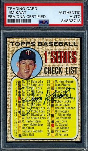 Jim Kaat PSA DNA Signed 1968 Topps Checklist Autographed - Baseball Slabbed Autographed Cards in Saudi Arabia