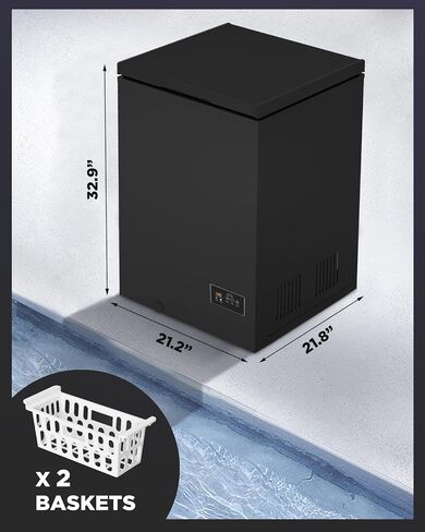 Watoor 3.5 Cu Ft Chest Freezer - Super-Low Temperature - 2 Removable Baskets - Electronic Control 14℉ to -40℉- Black in Saudi Arabia