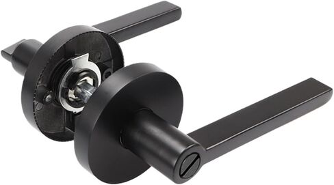Square Three-Pole Lock zinc Alloy Three-Prong Lock Hotel Bathroom Door Lock Bedroom Spherical Handle Lock Export Style Handle(Round Silver ET with Key) in Saudi Arabia