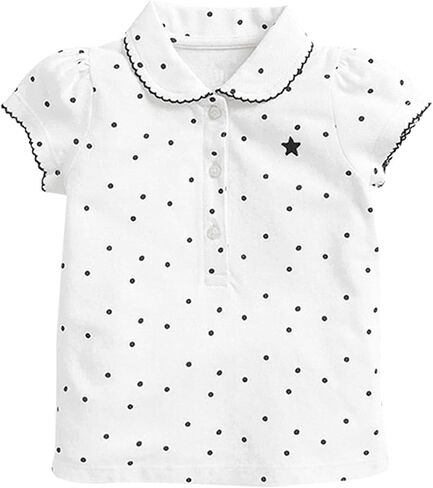 Kids Collar Button Down Uniform Shirt Little Girls Lapel Short Sleeve Ruffle Pique Polo Toddler Soft Athletic Summer Tshirt in Saudi Arabia