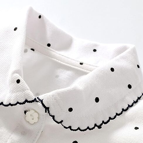 Kids Collar Button Down Uniform Shirt Little Girls Lapel Short Sleeve Ruffle Pique Polo Toddler Soft Athletic Summer Tshirt in Saudi Arabia