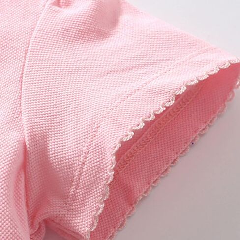 Kids Collar Button Down Uniform Shirt Little Girls Lapel Short Sleeve Ruffle Pique Polo Toddler Soft Athletic Summer Tshirt in Saudi Arabia