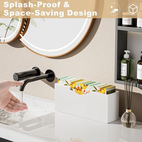 HELPLEX Clear Acrylic Guest Towel & Napkin Holder - Waterproof Splash-Proof Vertical Design for Bathroom, Kitchen, Dining Table - Home Hotel Office Organizer (1-Pack)​ in Saudi Arabia