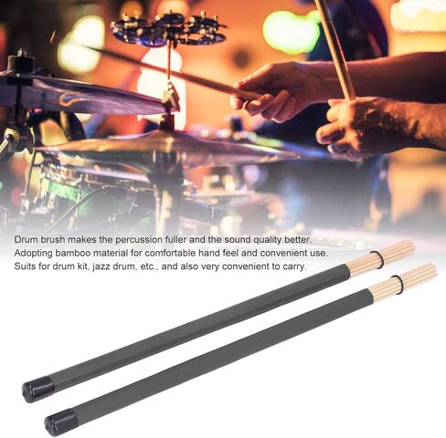 1 Pair Drum Stick Brushes,Bamboo Hot Rods Drumsticks for Small Venue and Acoustic Performances(Black) in Saudi Arabia