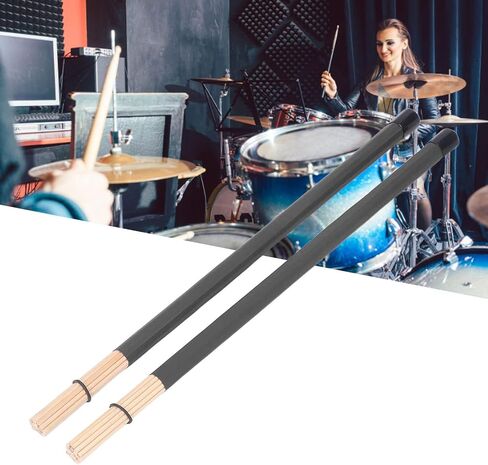 1 Pair Drum Stick Brushes,Bamboo Hot Rods Drumsticks for Small Venue and Acoustic Performances(Black) in Saudi Arabia