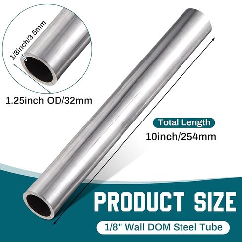 2 PCS 1.25 "OD/ 1 '' ID x 1/8" أنبوب الصلب DOM DOM 10 بوصة الطول 1020 أنابيب الفولاذ الطري غير ملحو in Kuwait