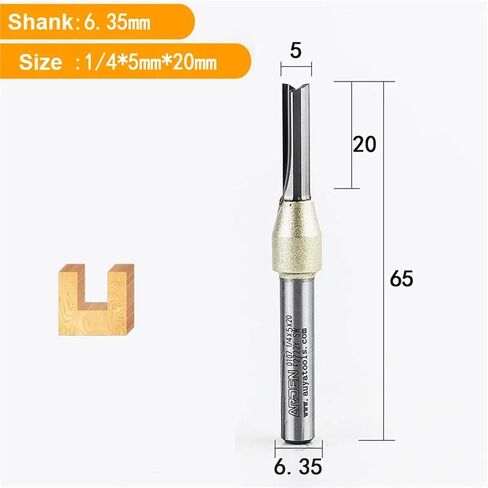 Arden 6.35mm CNC TCT Straight End Mill Woodworking Tool Carbide Cutter 1/4 Shank Router Bit for MDF Plywood Chipboard Slot Drill(T01808) in Saudi Arabia