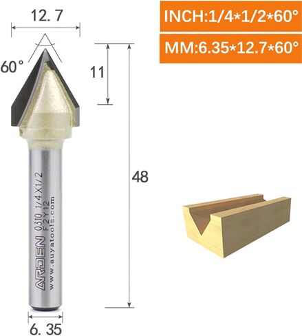 Arden v Bit 45 60 120 150 درجة الموجه بتات البت الكاربيد الخشبية 3D نحت على شكل حرف V مقطعة الطحن MDF (12.7x15.9x60deg.) in Saudi Arabia