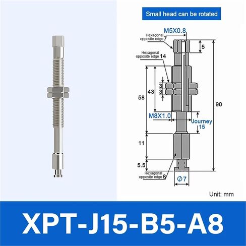 XPT-J/K6/10/15/20/25/30/40/50/-B5-A8/10 Small Head Pneumatic Fitting Connecting Rod for Vacuum Sucker 1Pcs(XPT-K10-B5-A8) in Saudi Arabia