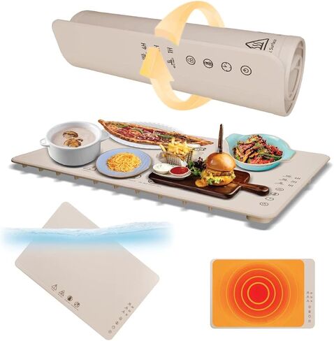 Warming Mat for Food: Food Warming Mats for Countertop - Fast Heating Silicone Electric Adjustable Warming Tray with 3 Level Temperature - IP67 Waterproof warming Pad for Home, Party, Buffet in Saudi Arabia